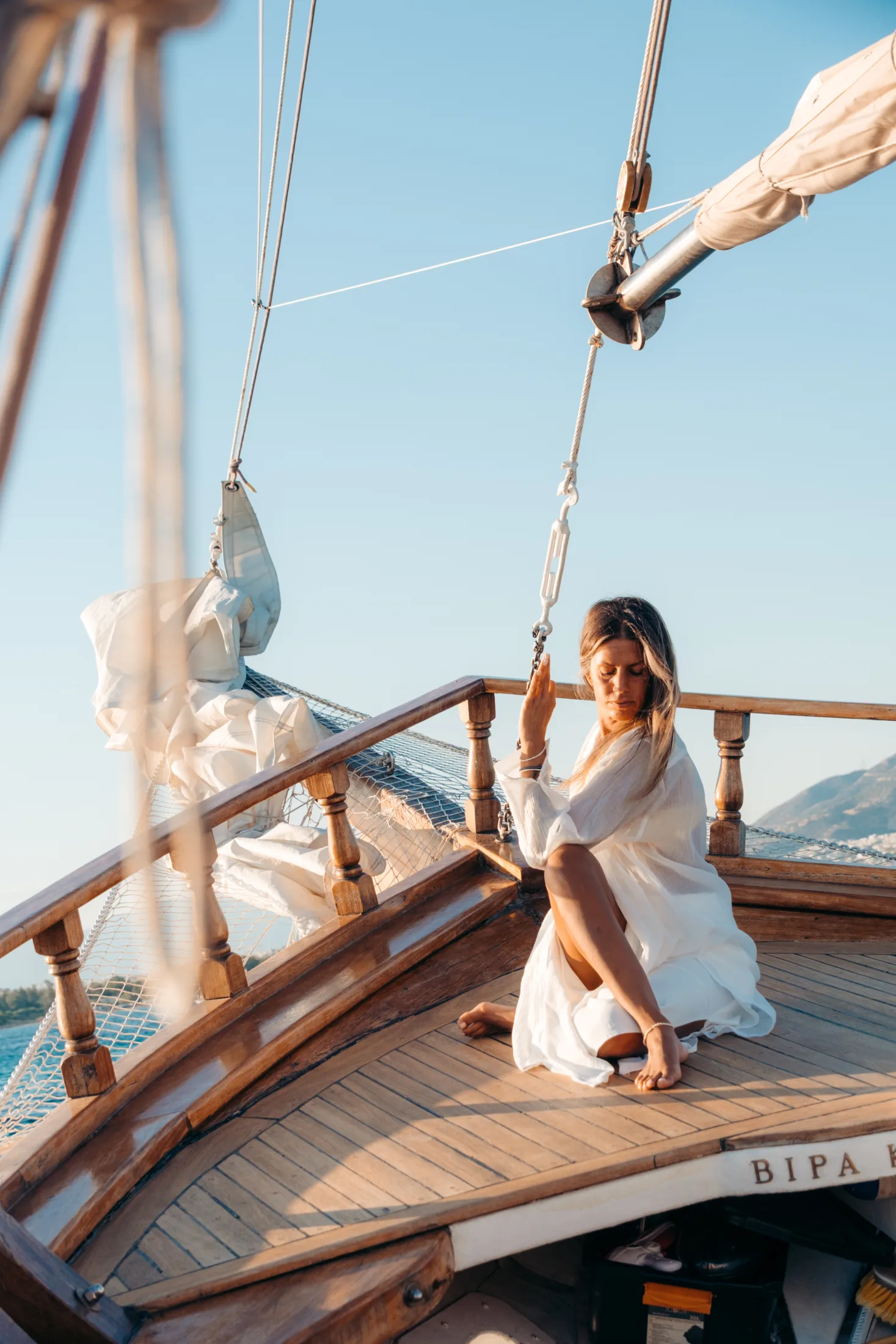 Golden hour on the yacht deck