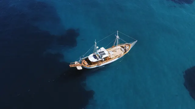 Aerial view of AXION ESTI in deep blue water